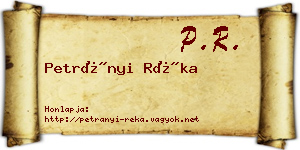 Petrányi Réka névjegykártya